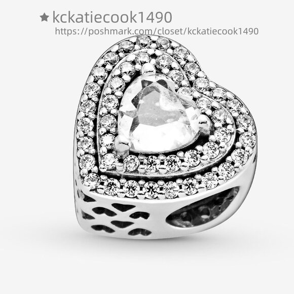 Pandora Sparkling Levelled Hearts Charm - Picture 4 of 4